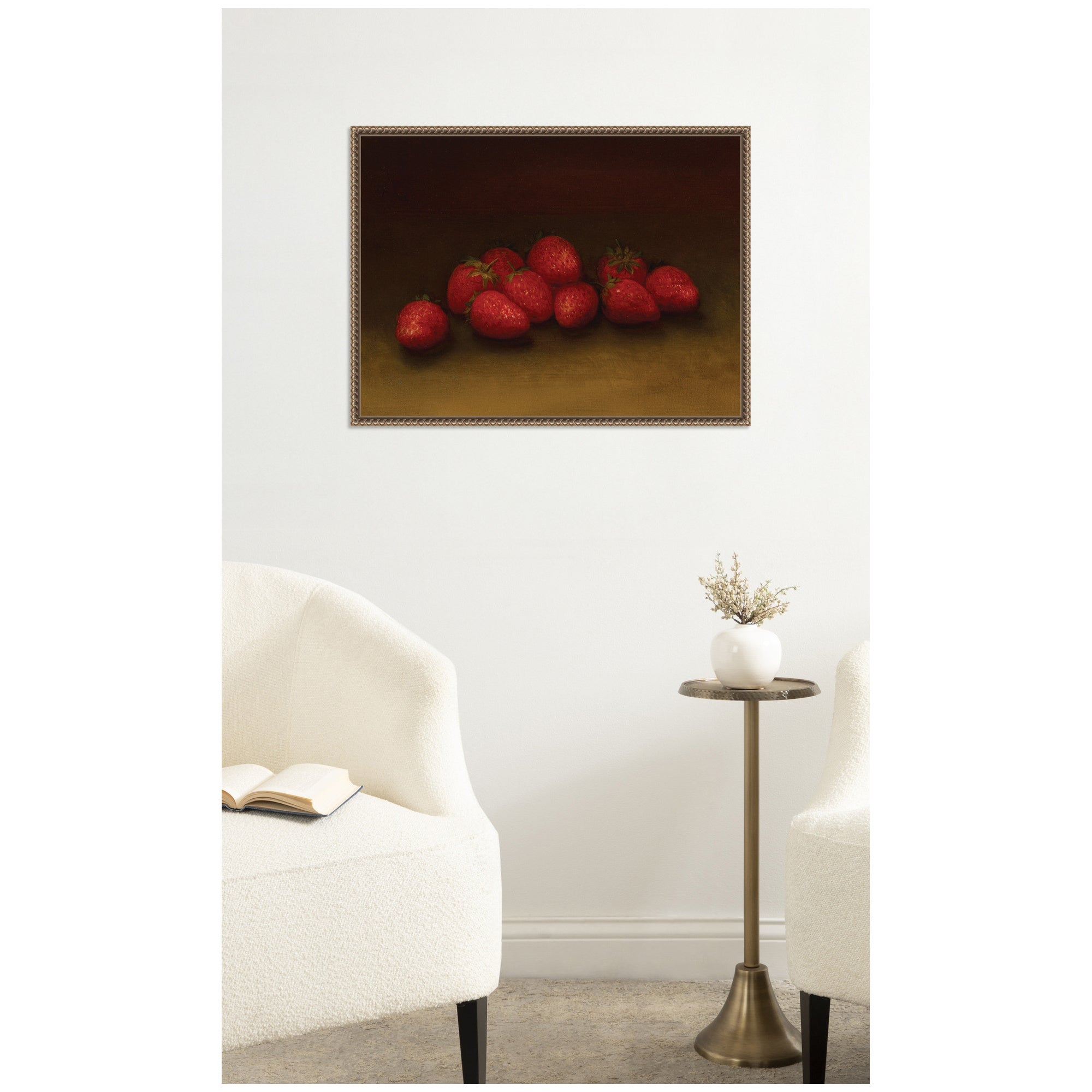 Strawberries no date George Henry Hall by Nostalgia Prints Framed Canvas Wall Art Print