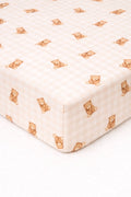 Teddy Beige Gingham Crib Sheet