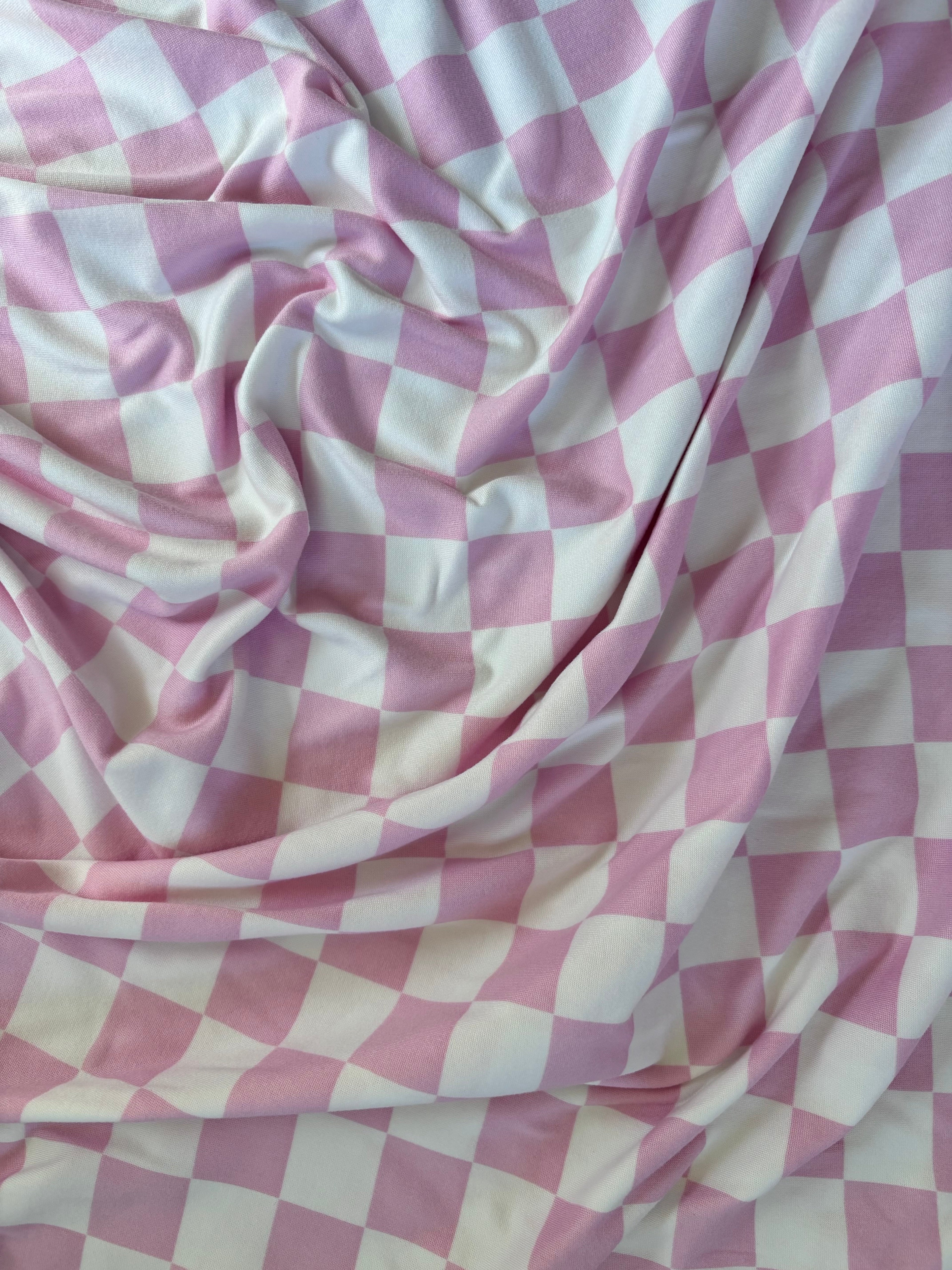 Pink & White Checkered Stretch Swaddle