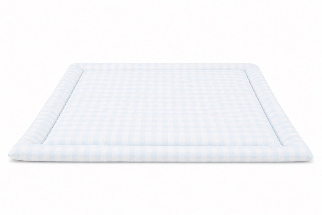 Light Blue Checkered Padded Baby Play Mat