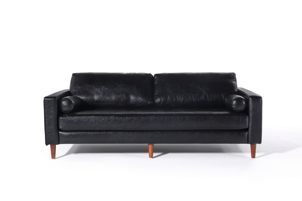 Cosmic Modern Contemporary Leather Sofa - Black