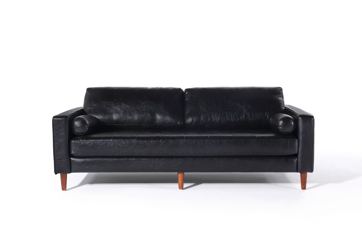 Cosmic Modern Contemporary Leather Sofa - Black