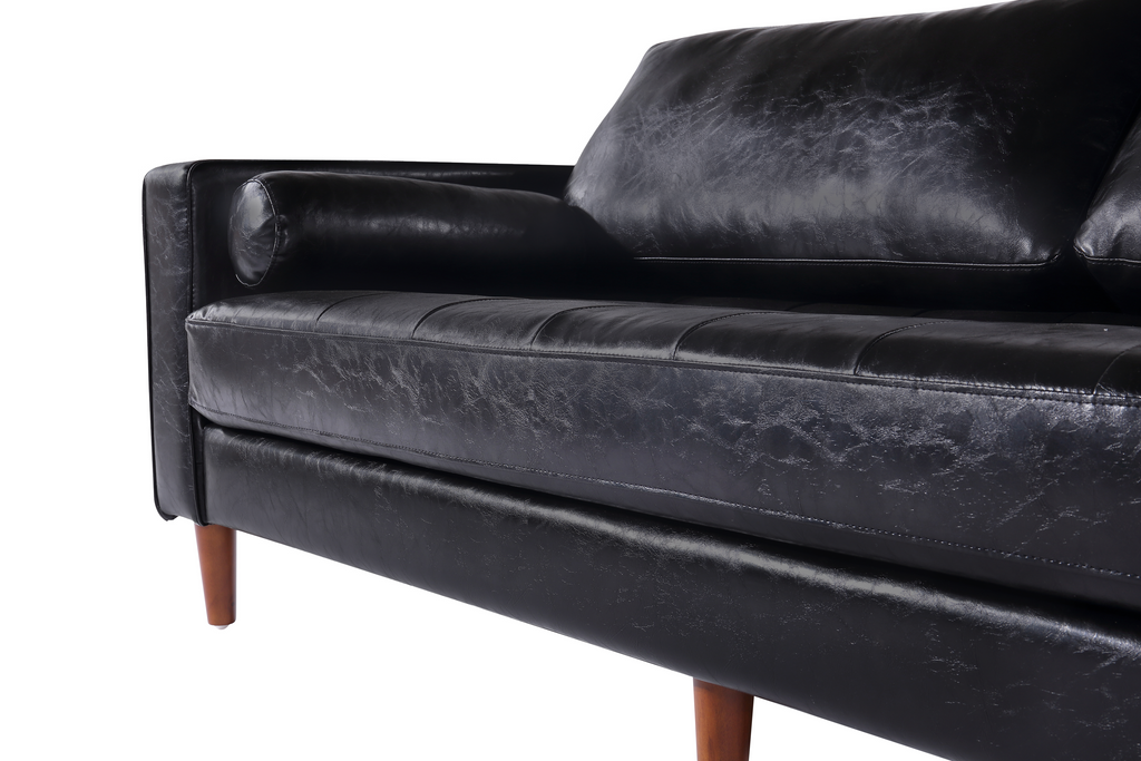 Cosmic Modern Contemporary Leather Sofa - Black