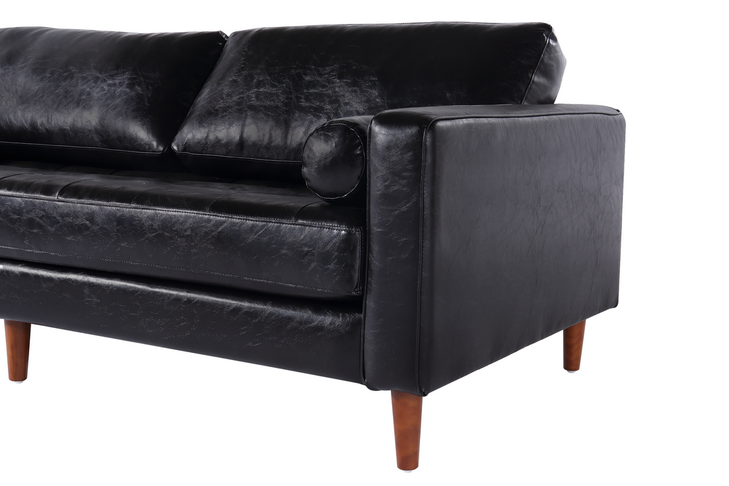 Cosmic Modern Contemporary Leather Sofa - Black