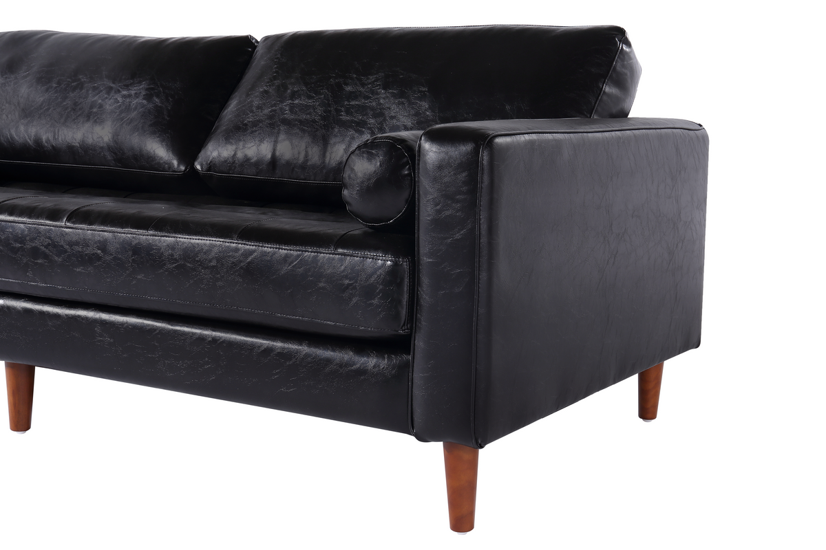Cosmic Modern Contemporary Leather Sofa - Black
