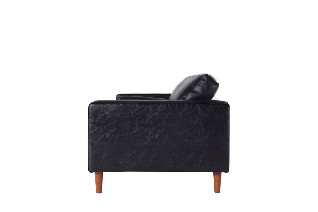 Cosmic Modern Contemporary Leather Sofa - Black