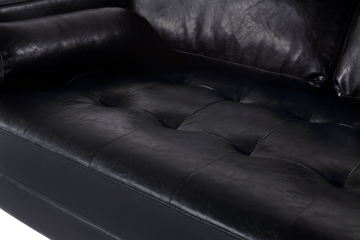 Cosmic Modern Contemporary Leather Sofa - Black
