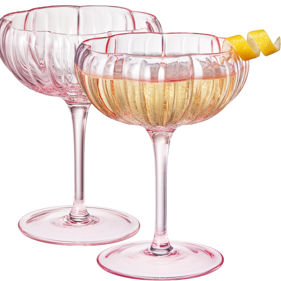 Flower Coupe Glasses — Blush Pink, Set of 2