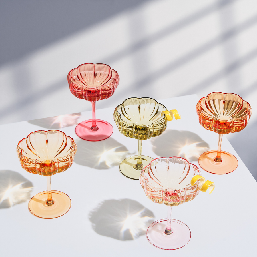 Flower Coupe Cocktail Glasses — Set of 5