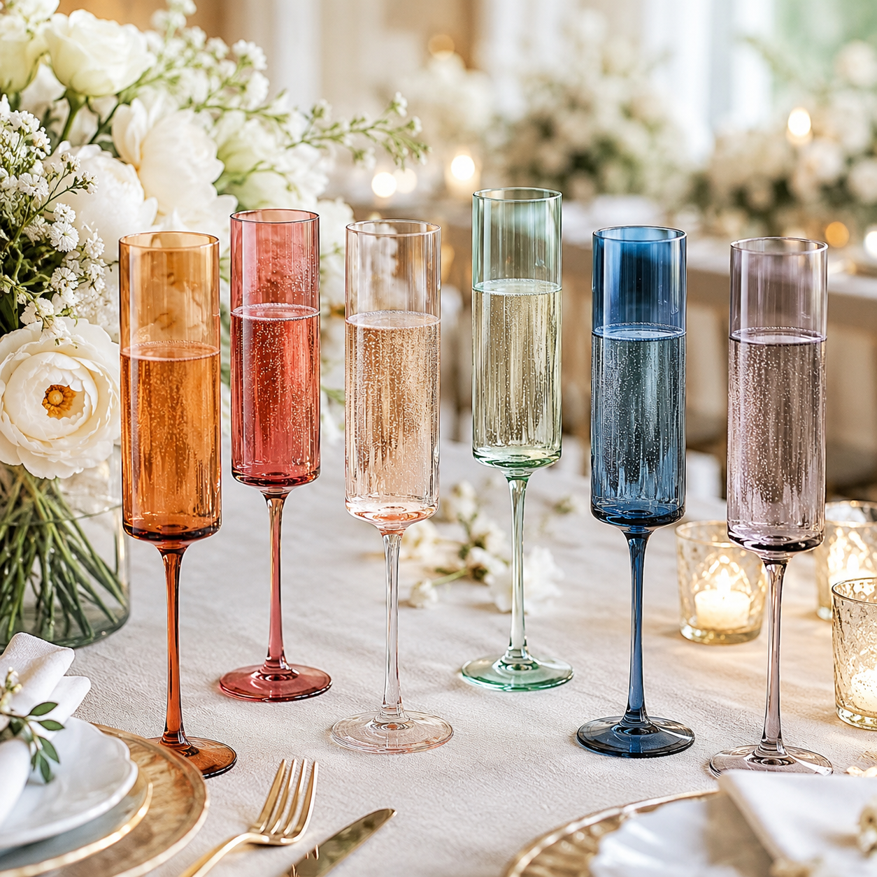 Tonal Champagne Flute Glassware, Set of 6