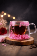Handcrafted Floral Double-Wall Glass Mug