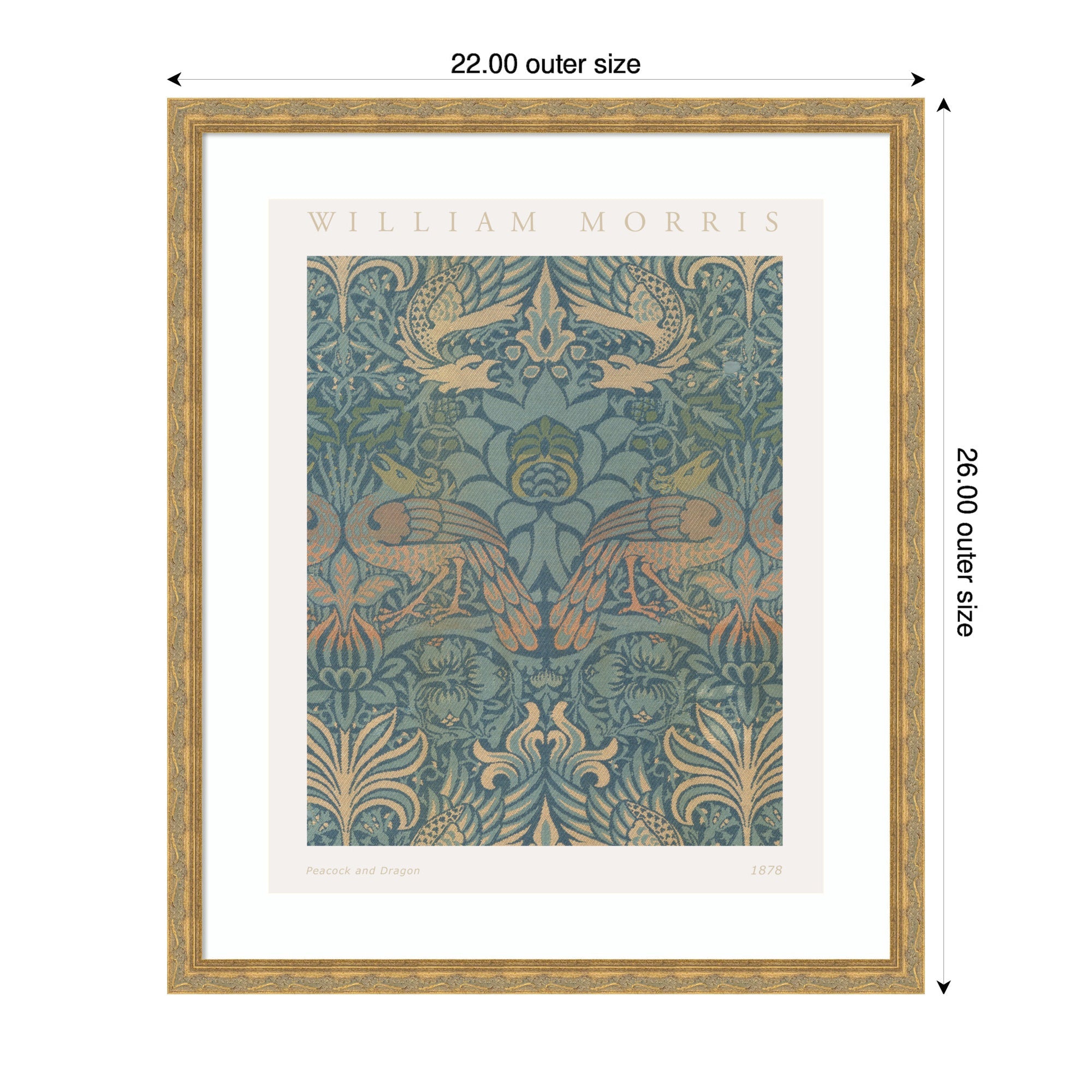 Framed Art Poster William Morris Peacock and Dragon 1878 by The Art Institute of Chicago