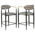 Tina Fabric Upholstered Counter Chair Dark Grey (Set of 2)