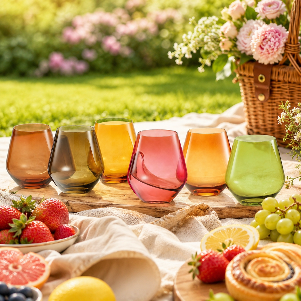 Fortuna Stemless Wine Glassware, Set of 6