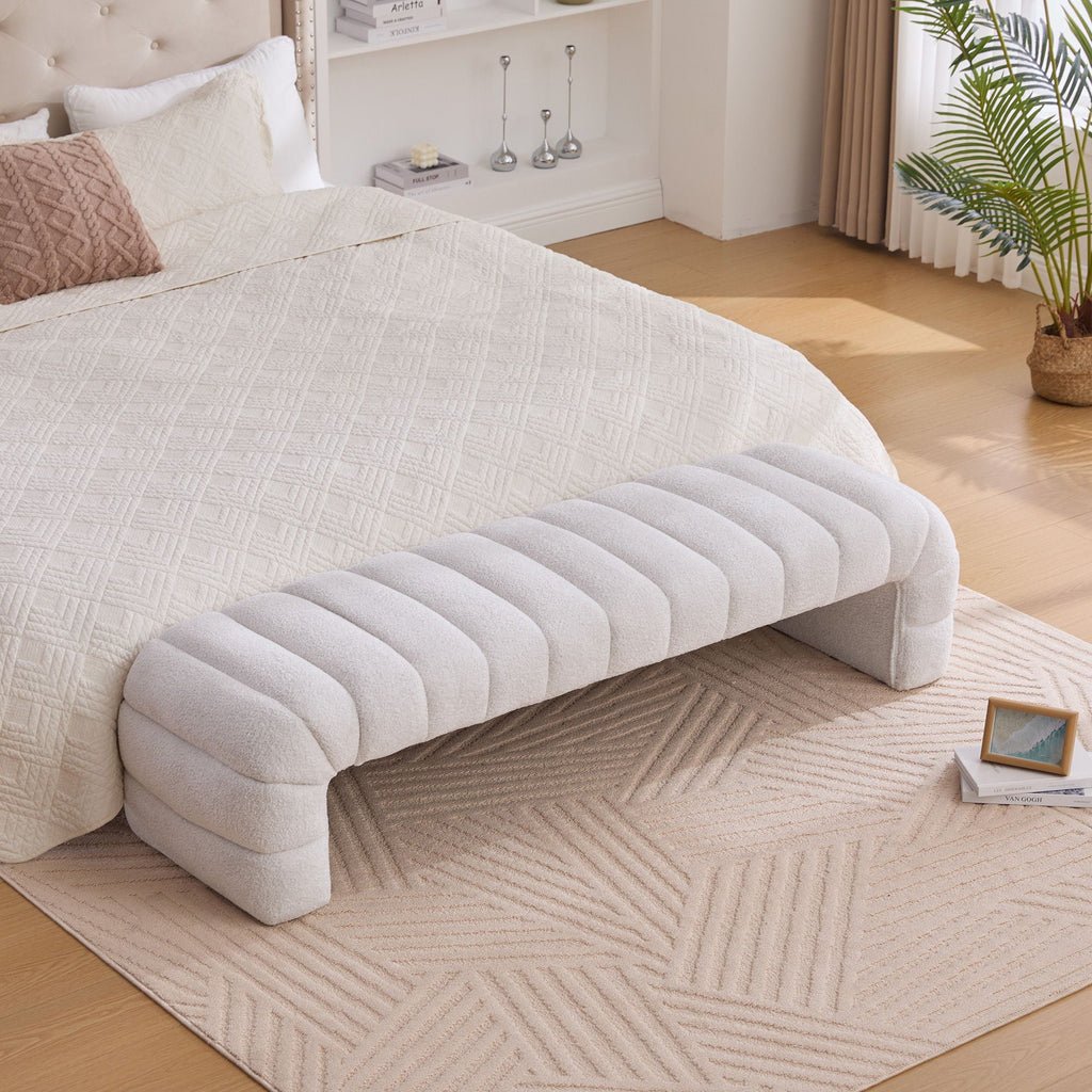 Channel-Tufted Upholstered Bed Bench