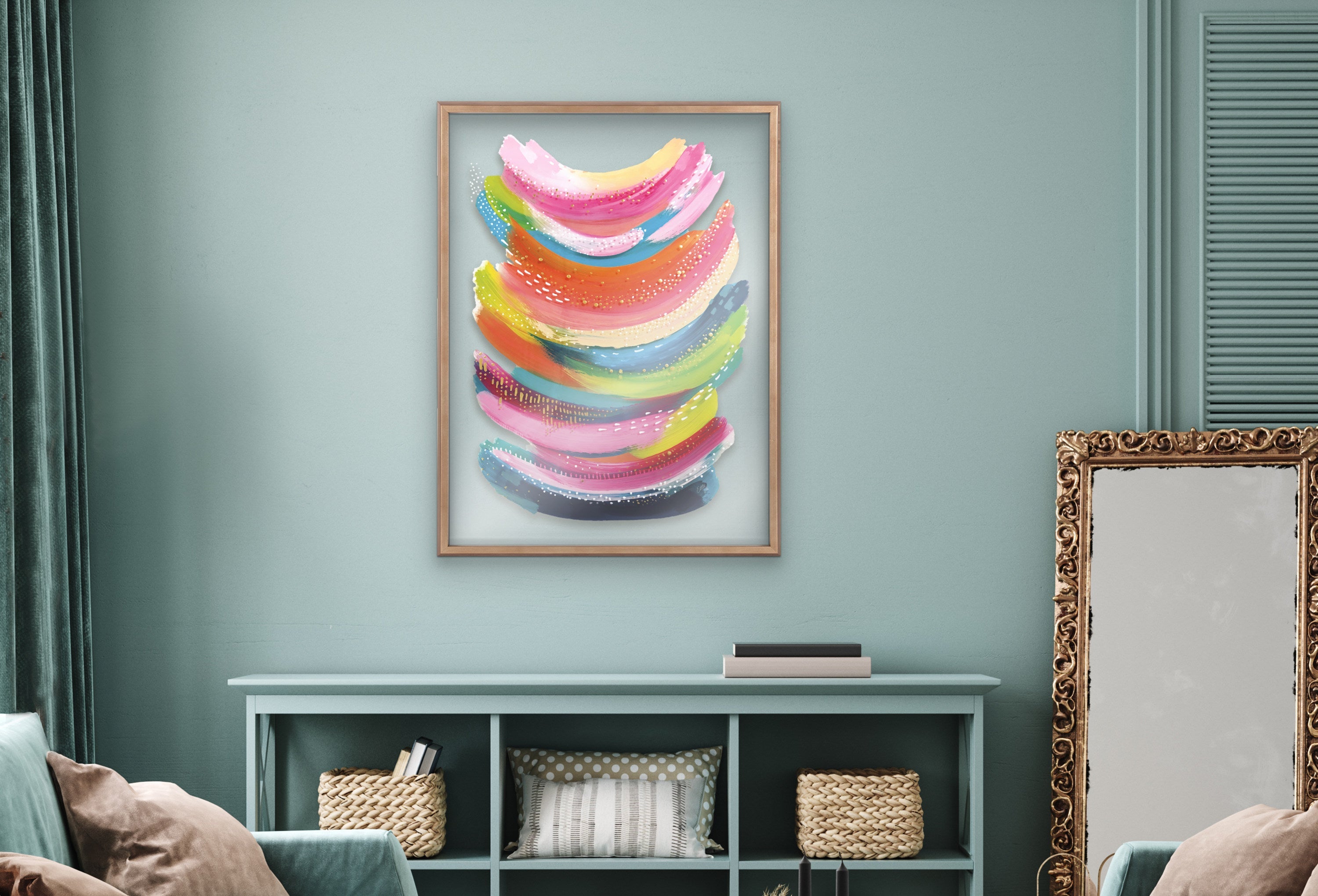 Blake Bright Abstract Framed Printed Art by Jessi Raulet of Ettavee