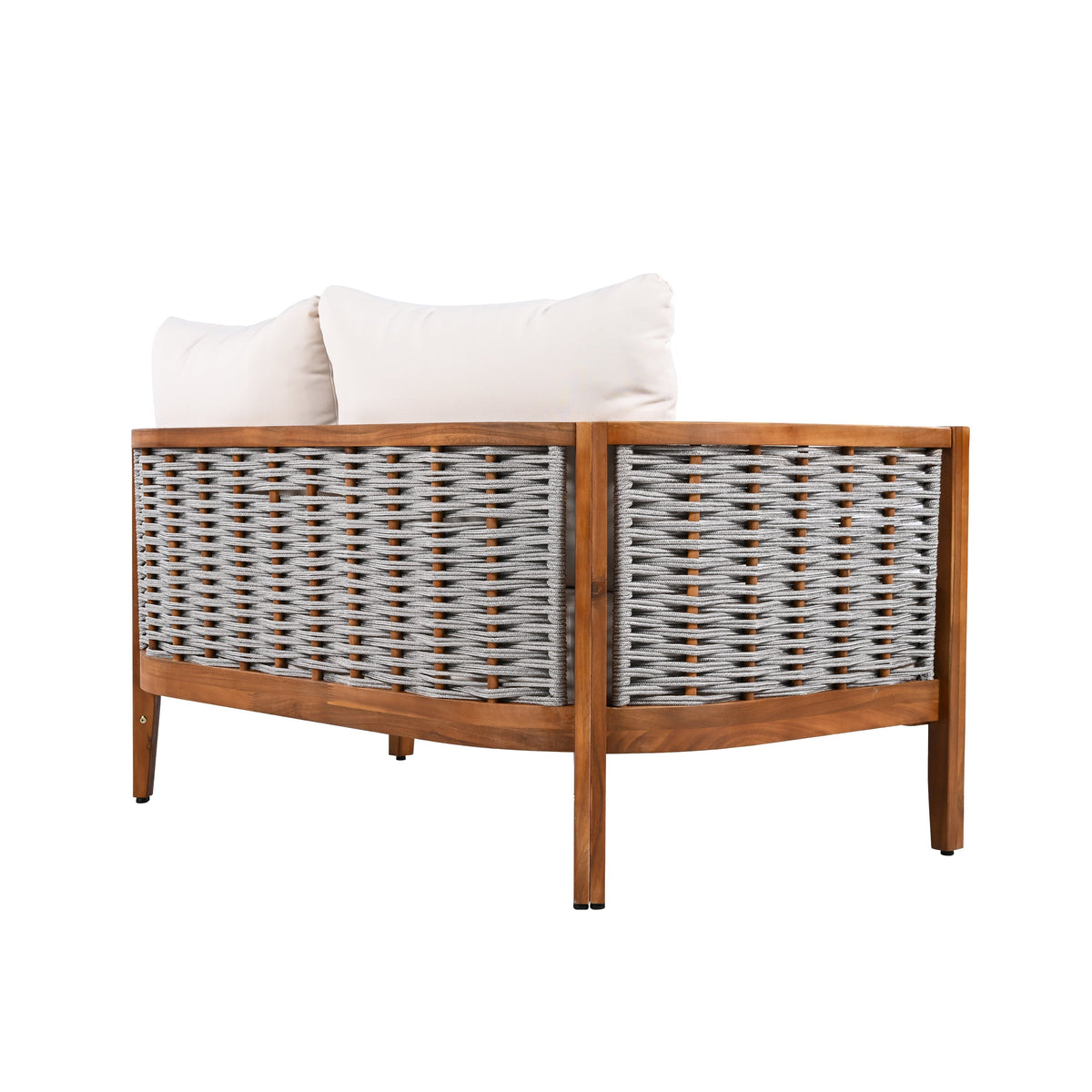 Woven Rope Outdoor Lounge Set — Beige, 4 Seats