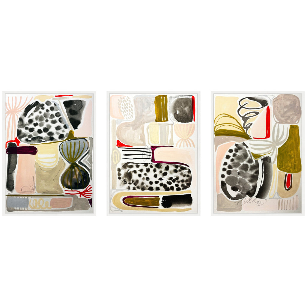 Sylvie Abstract 1, 2 and 3 Framed Canvas Art Set by Emma Daisy