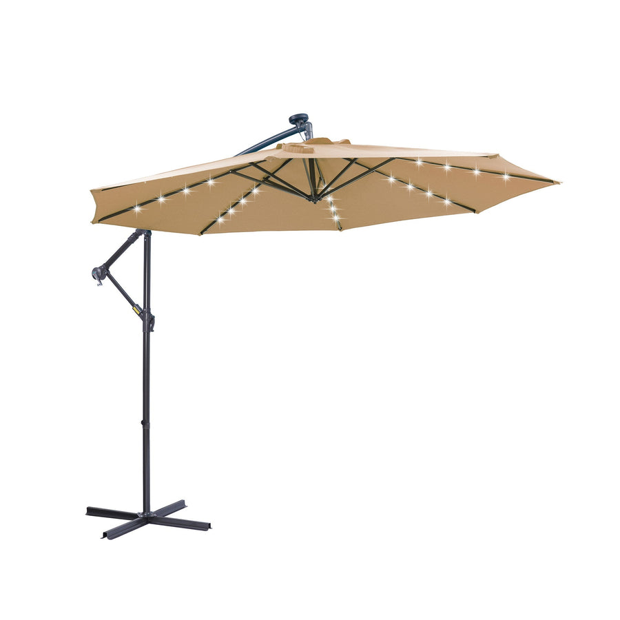 10-Foot Cantilever Patio Umbrella with 32 LED Lights