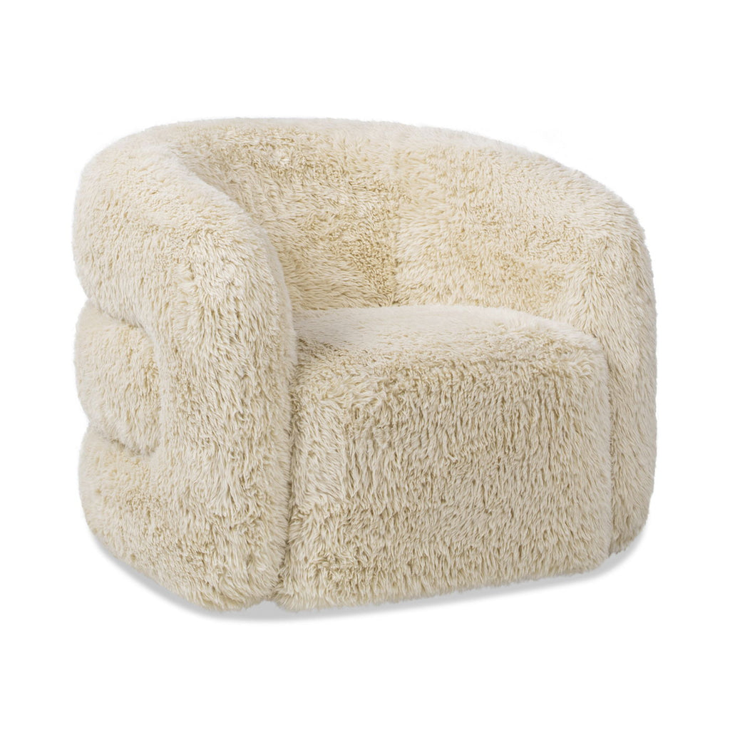 Colt Faux-Fur Swivel Barrel Chair — Cream