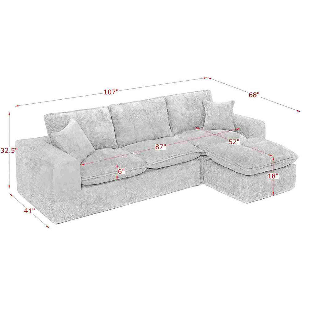 Cloud-Comfort Modular Sectional Sofa with Moveable Ottoman