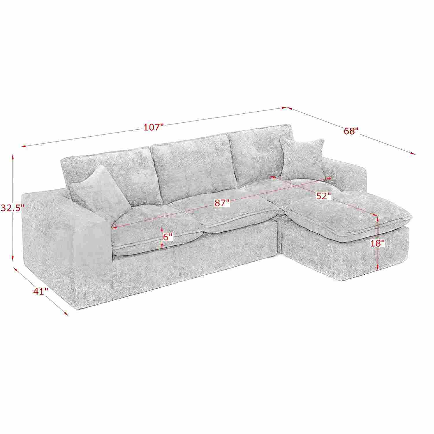 Cloud-Comfort Modular Sectional Sofa with Moveable Ottoman