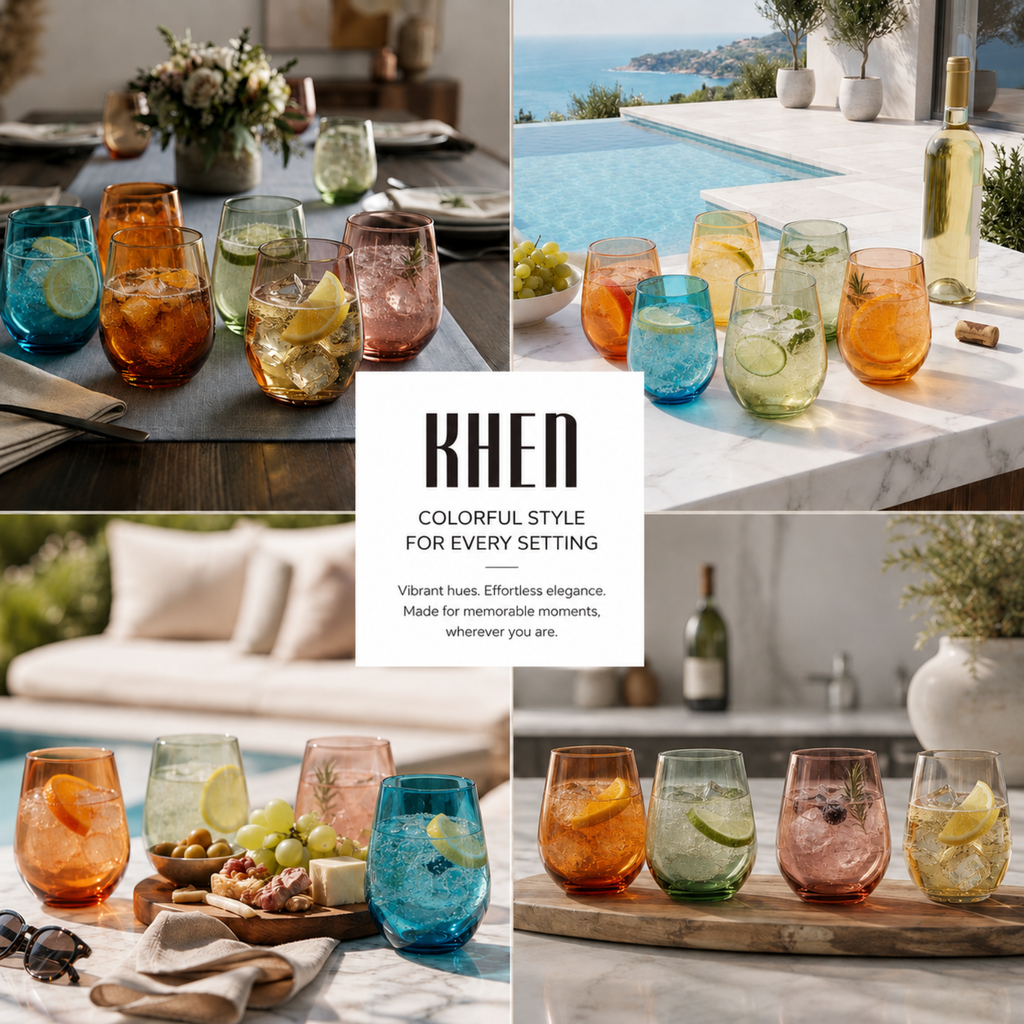 Eze Acrylic Stemless Wine Glassware, Set of 6