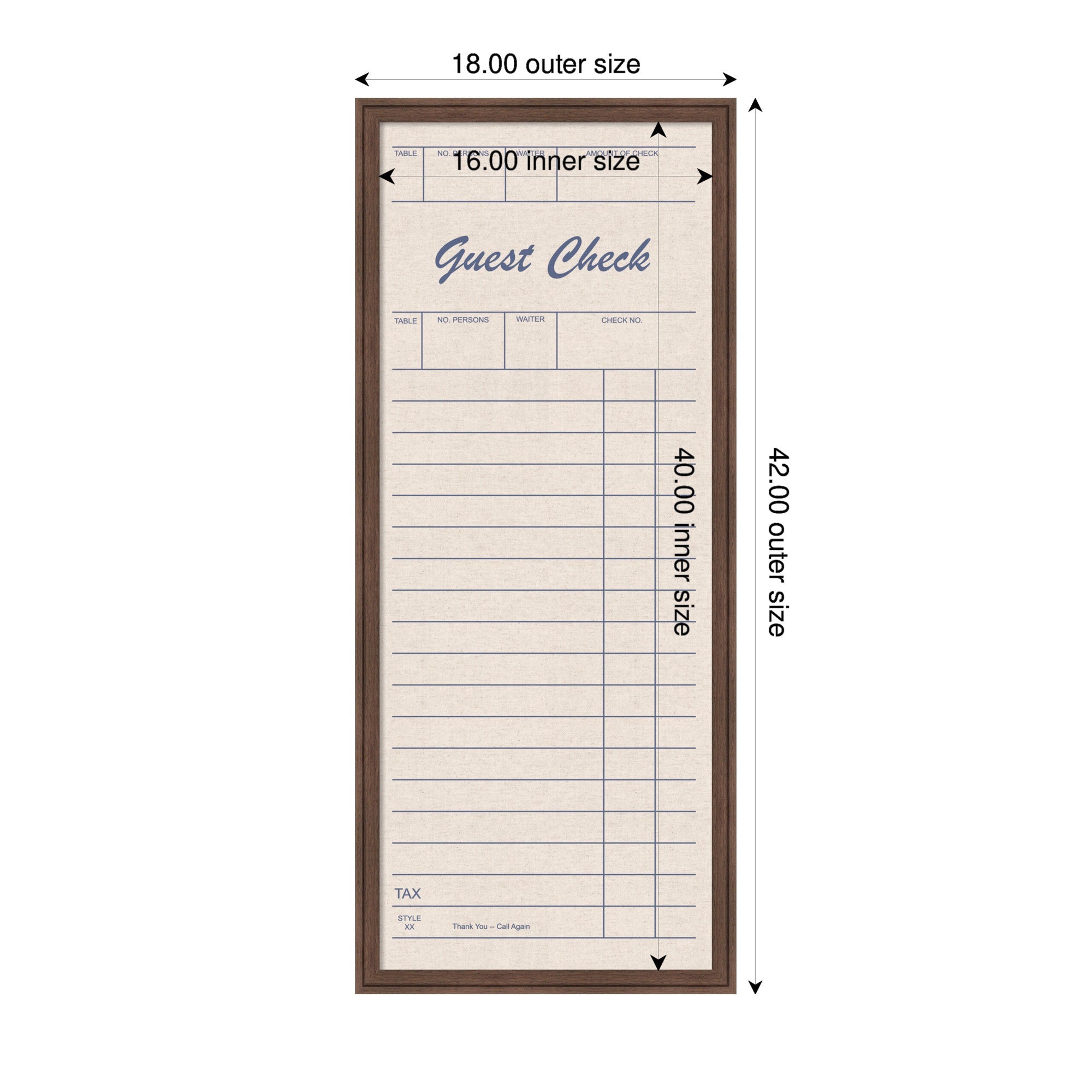Framed Fabric Pinboard Linen Guest Check Wall Organization