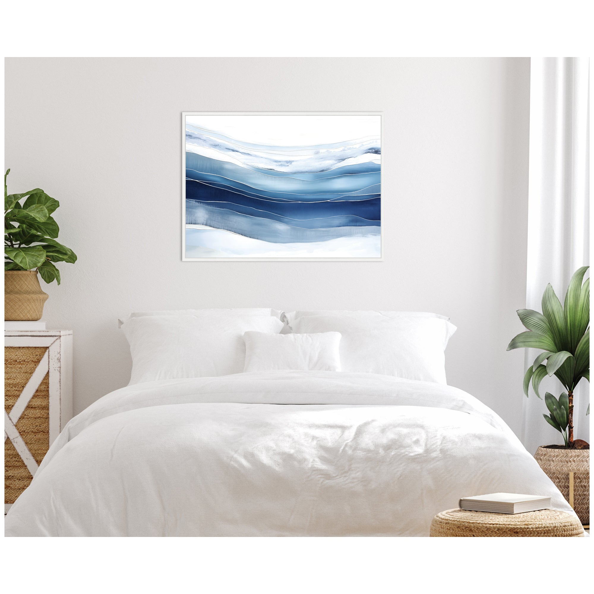 Abstract Linear Blues by The Creative Bunch Studio Framed Canvas Wall Art Print