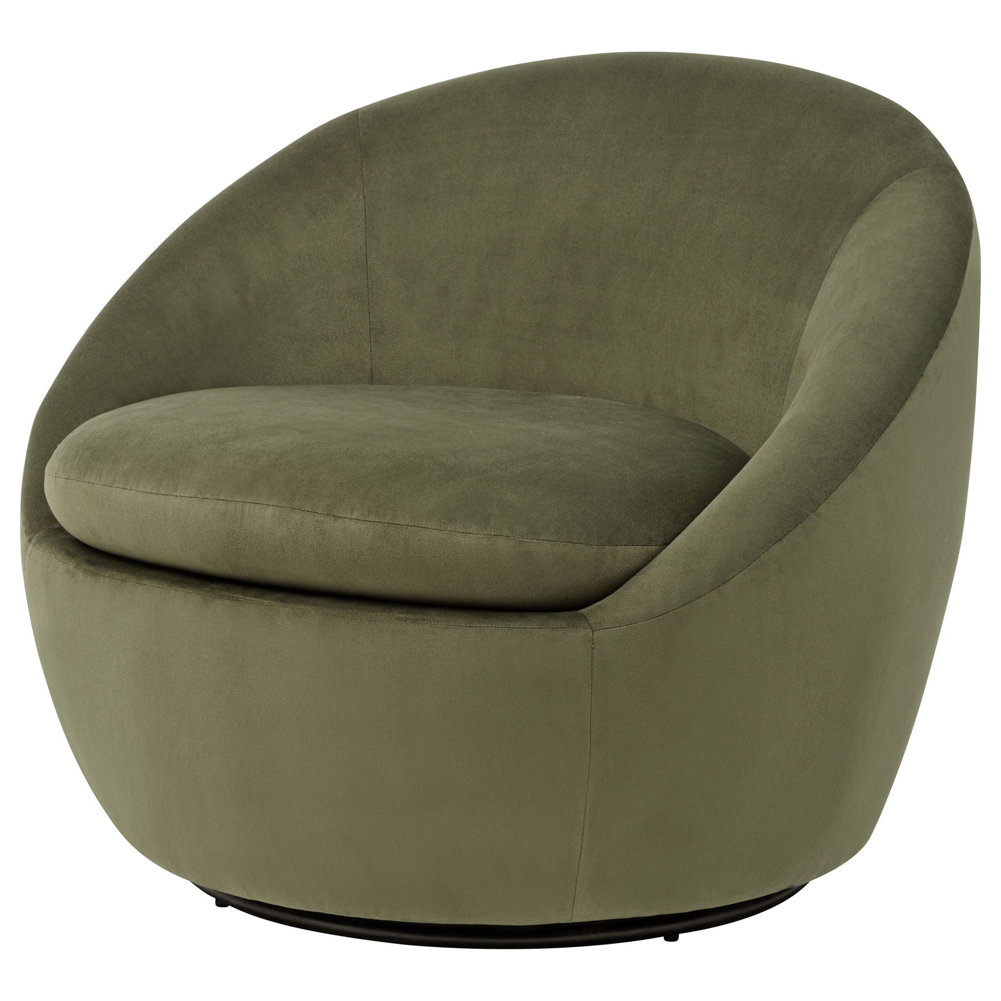 Sculptural Velvet Swivel Accent Chair — Olive