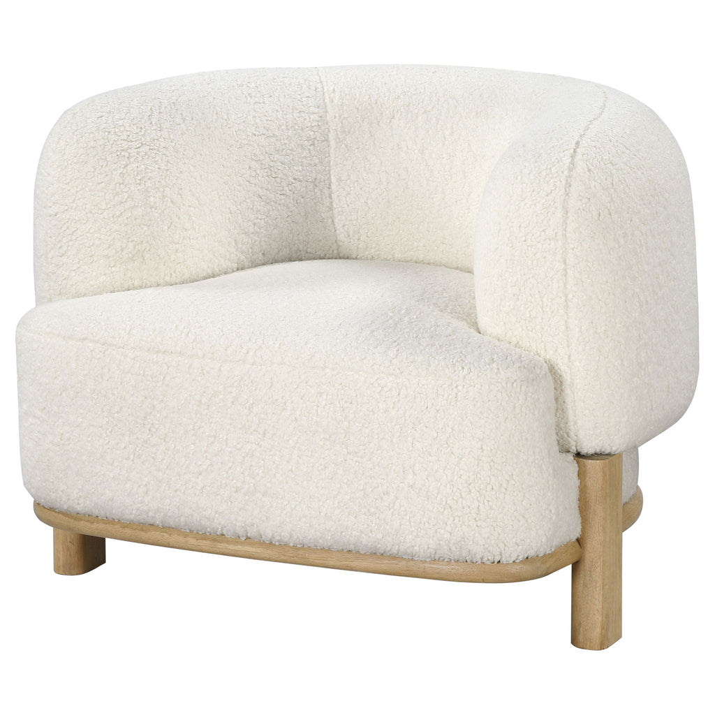 Lawler Bouclé Barrel Accent Chair — Ivory & Natural