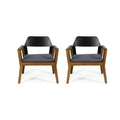Soho Transitional Style Outdoor Club Chair (Set of 2) with Cushions - Teak