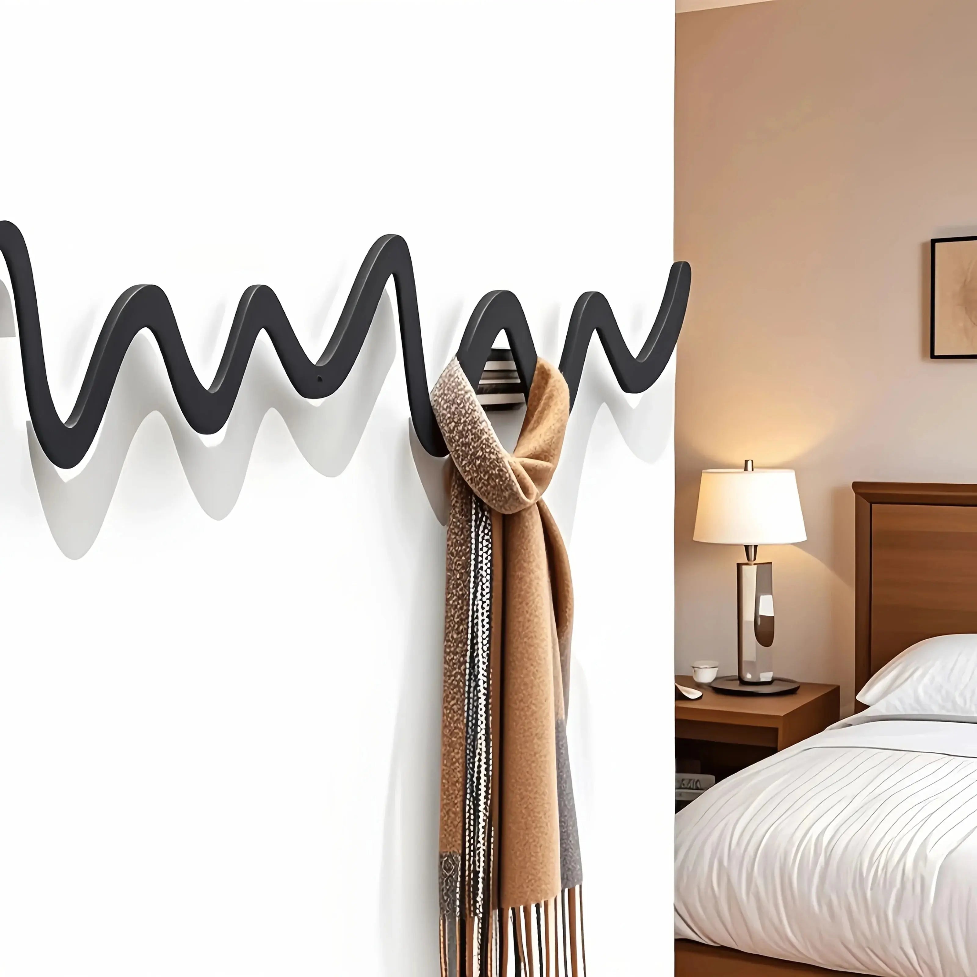1pc Creative Metal Wavy Wall Hook, Strong Load-Bearing Capacity, Multi-Functional Storage Organizer for Clothes, Bags, Scarves, Keys, Hats - Ideal for Home, Bedroom, Office, Hotel, Clothing Store, Minimalist Fashion Design, C