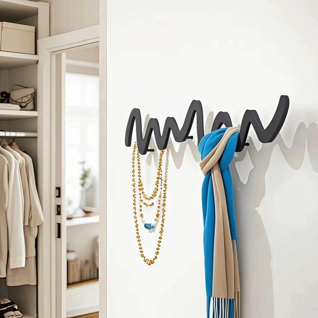 1pc Creative Metal Wavy Wall Hook, Strong Load-Bearing Capacity, Multi-Functional Storage Organizer for Clothes, Bags, Scarves, Keys, Hats - Ideal for Home, Bedroom, Office, Hotel, Clothing Store, Minimalist Fashion Design, C