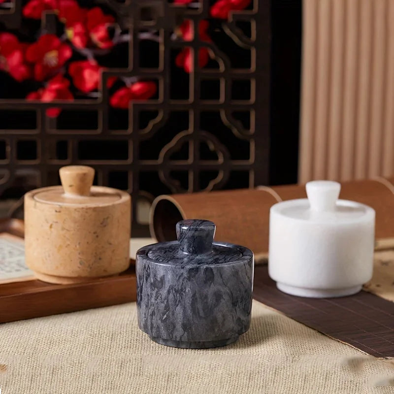 1pc Elegant Marble Salt and Pepper Shaker with Lid - Premium Spice Storage Jar, Kitchen Organizer, Refined High-End Decor for Seasoning Essentials