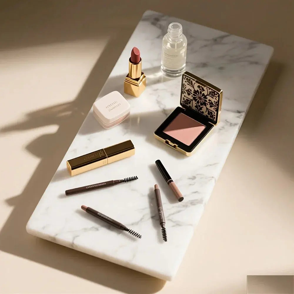 1pc Elegant White Marble Rectangular Tray - Modern Polished Stone Decorative Tray for Vanity, Bathroom, Kitchen | Versatile Home Accessory for Cosmetics, Jewelry, Floral Arrangements | No Batteries Needed, Bathroom Decor, Bes