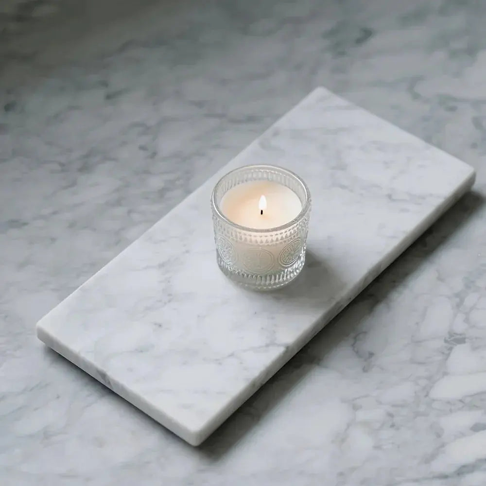 1pc Elegant White Marble Rectangular Tray - Modern Polished Stone Decorative Tray for Vanity, Bathroom, Kitchen | Versatile Home Accessory for Cosmetics, Jewelry, Floral Arrangements | No Batteries Needed, Bathroom Decor, Bes