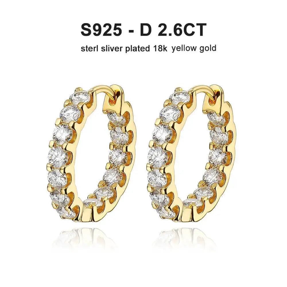 2.6Ct D Color Moissanite 925 Sterling Silver White Gold Plated Hoop Earrings For Women Wedding
