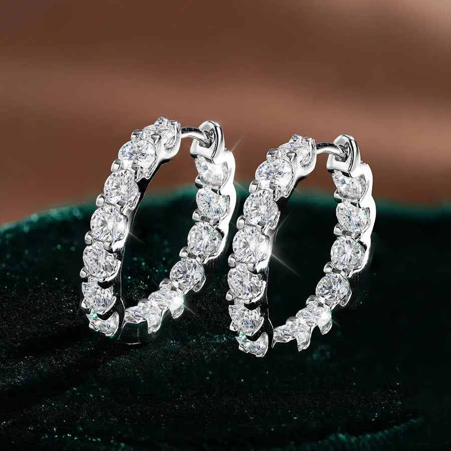 2.6 Ct Moissanite Hoop Earrings — Sterling Silver