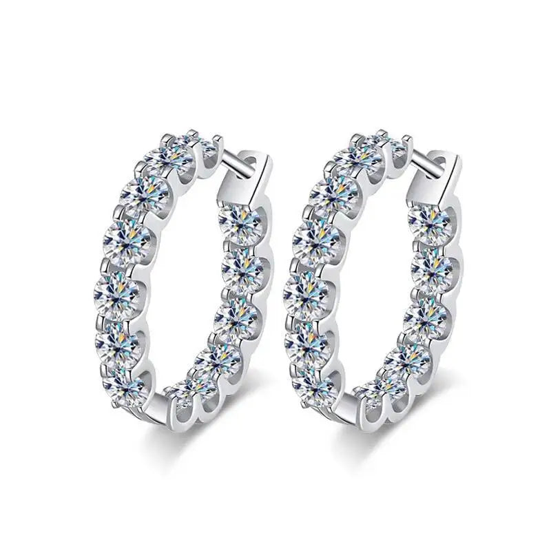 2.6Ct D Color Moissanite 925 Sterling Silver White Gold Plated Hoop Earrings For Women Wedding