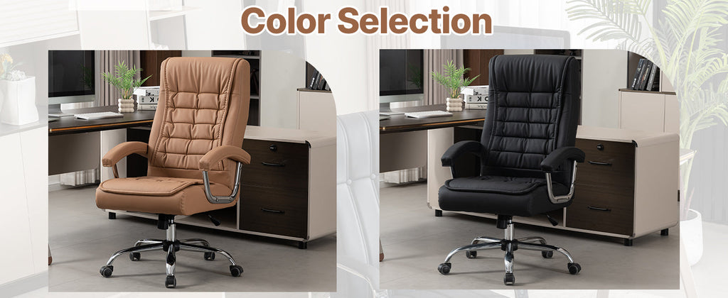 High-Back Executive Office Chair — Black or Camel