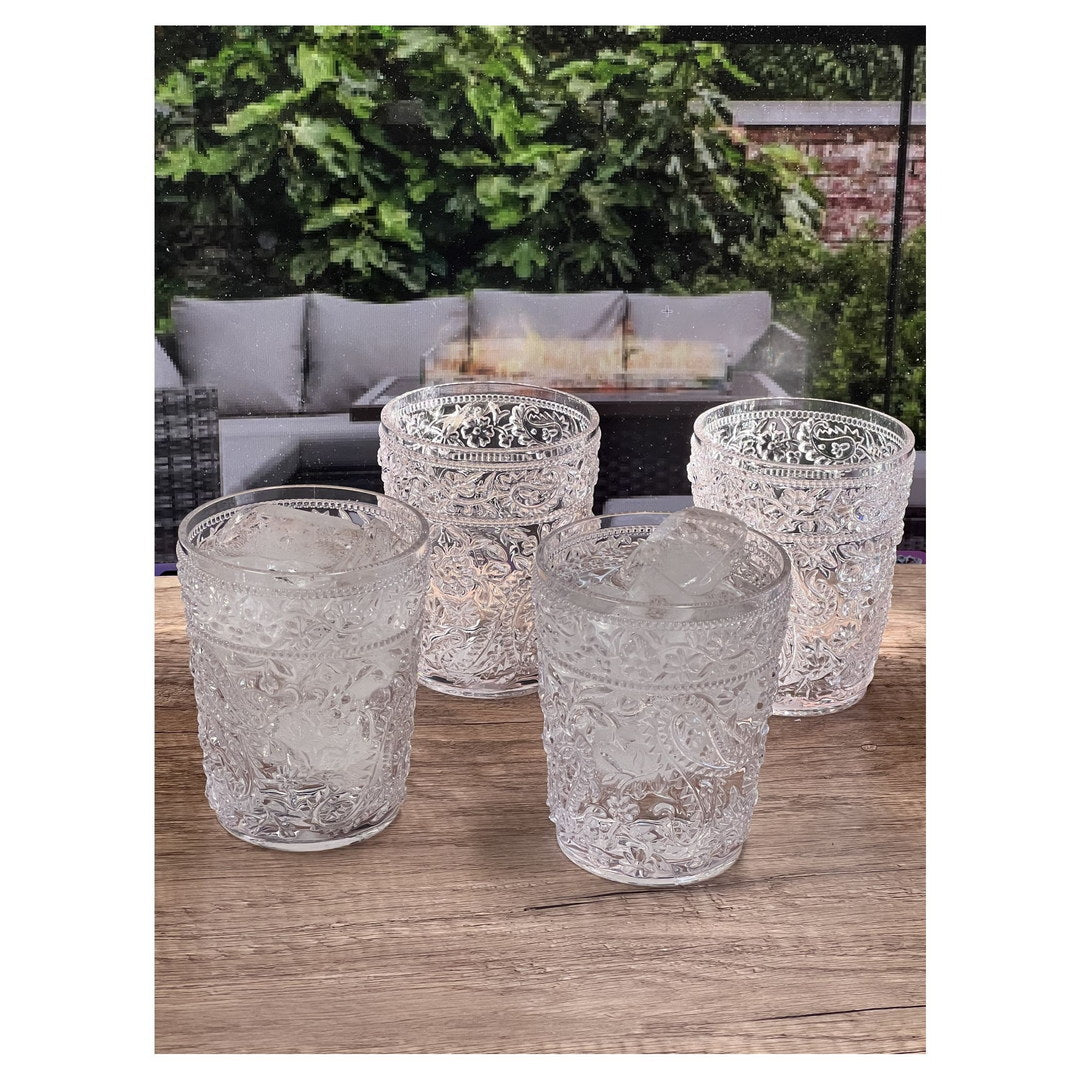 Paisley Acrylic Glasses Drinking Set of 4 DOF (13oz)