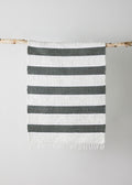 Plush Green Cotton Banded Hand-Loomed Mat