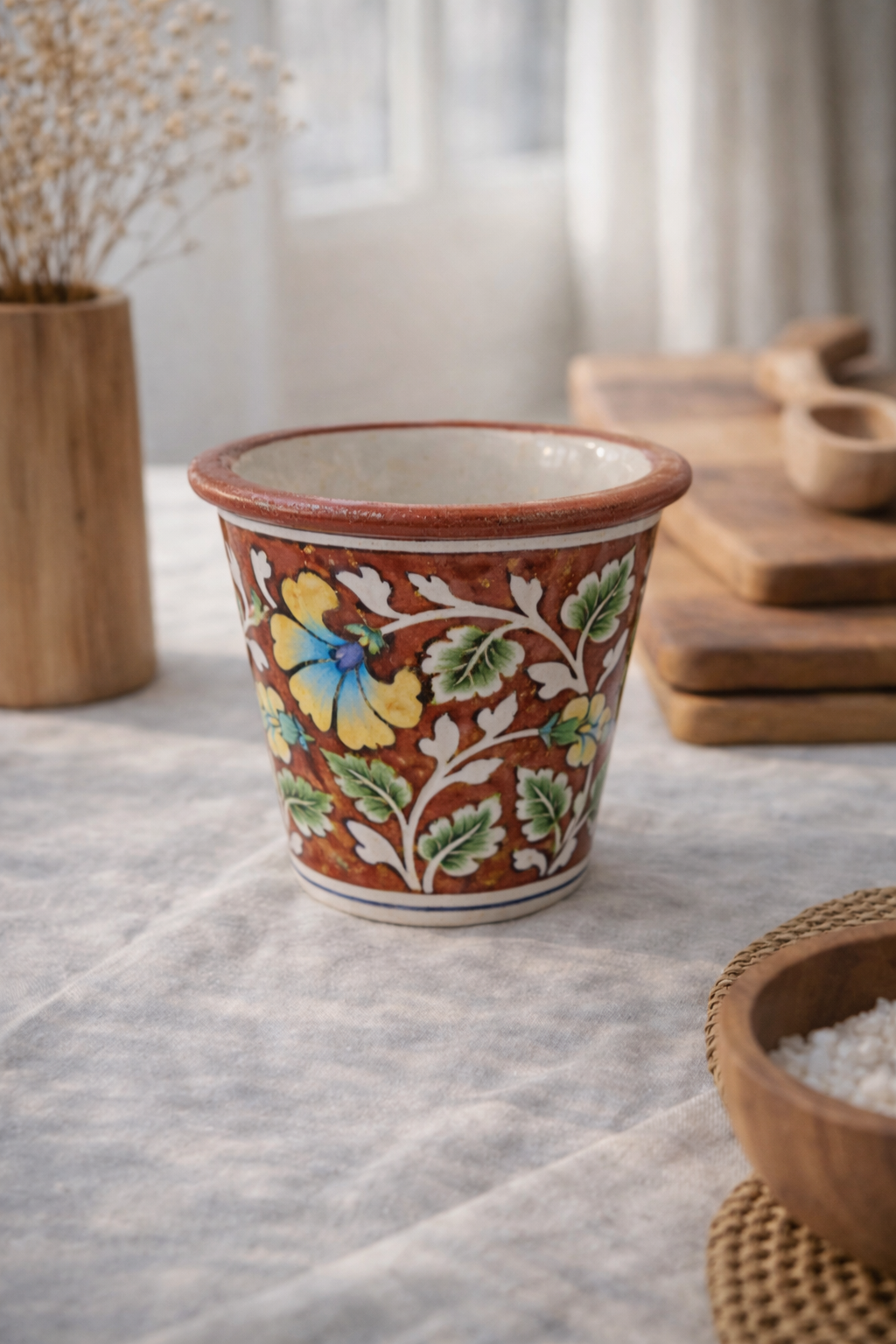 Handcrafted Blue Pottery Planter — Jaipur Hand-Painted