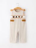 Thanksgiving Boys Gingham Jon Jon Embroidered Romper