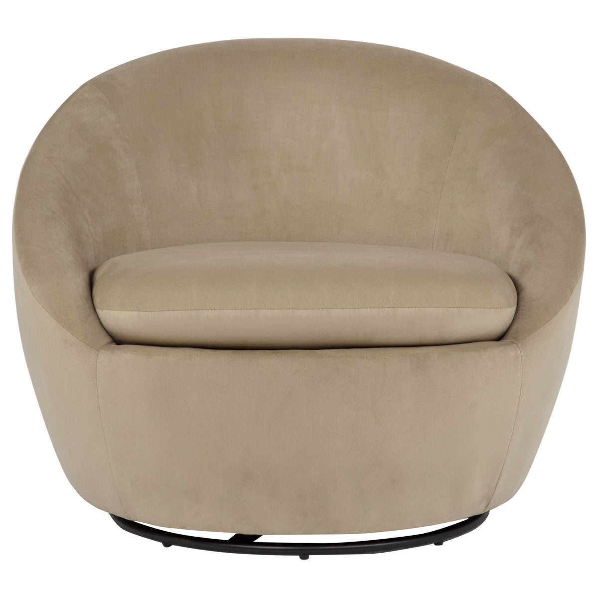 Sculptural Velvet Swivel Accent Chair — Camel
