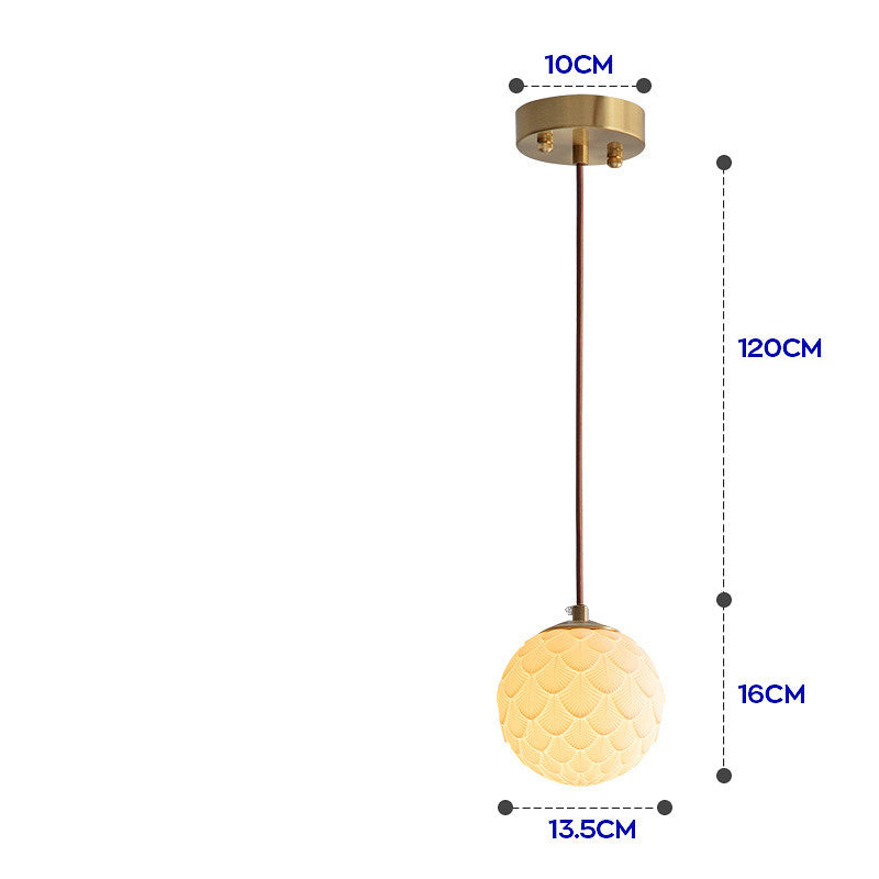 White Ceramic & Brass Pendant Light