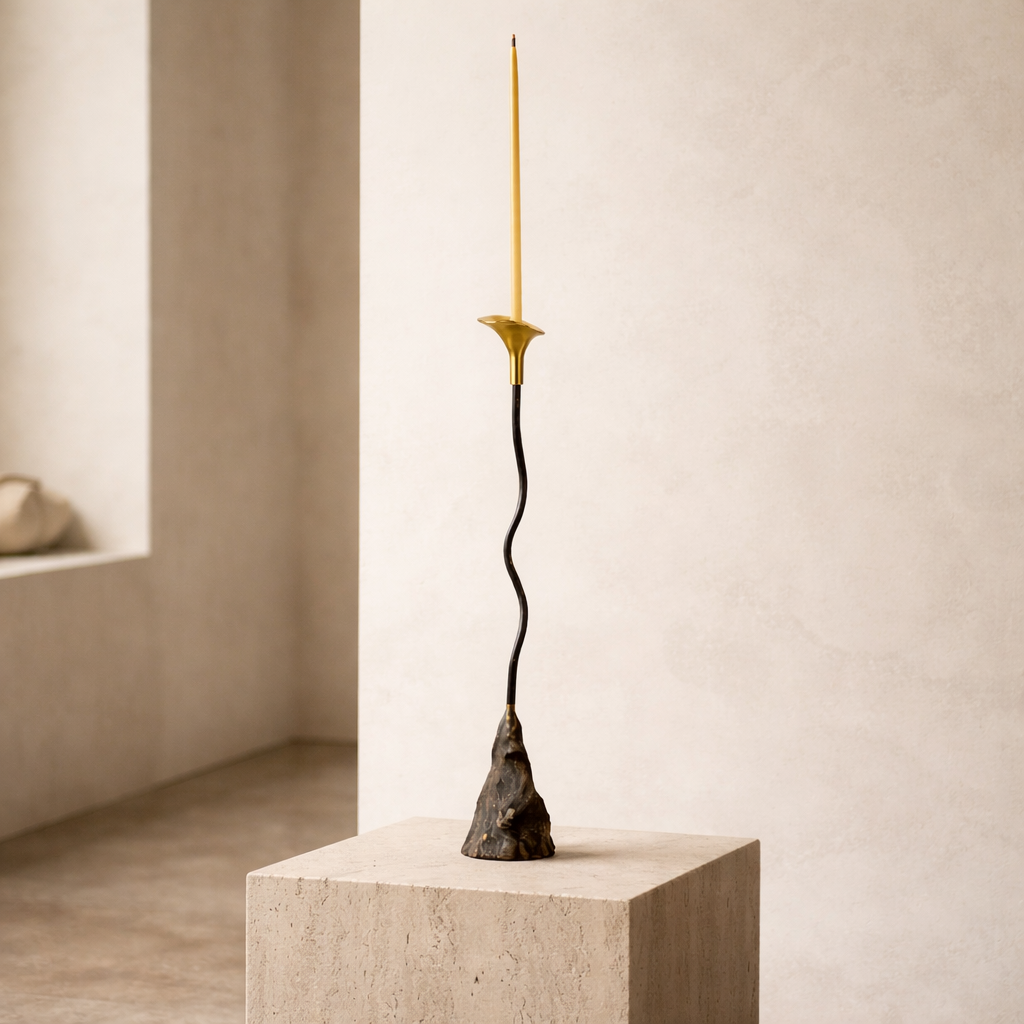 Calla Lily Iron Candlestick — Handcrafted Sculptural Candleholder (19”)