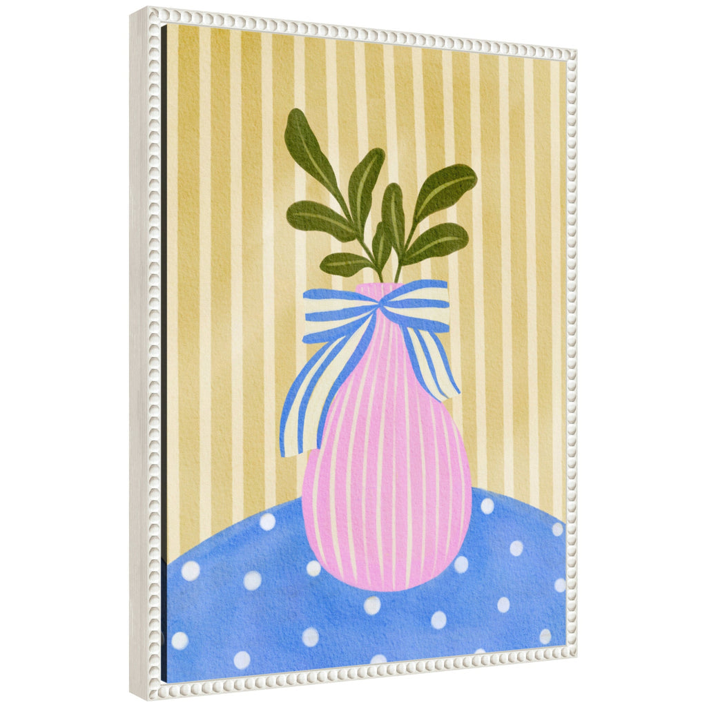 Sylvie Pink Vase Framed Canvas by Nikita Jariwala