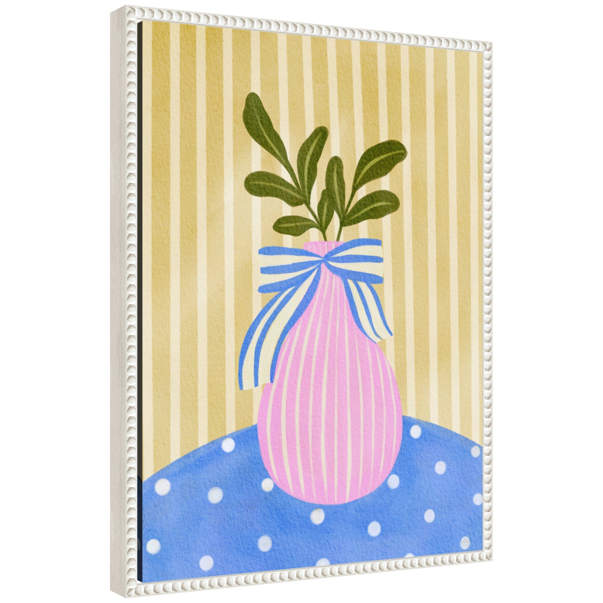 Sylvie Pink Vase Framed Canvas by Nikita Jariwala